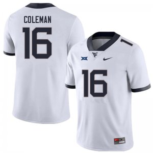 Men's West Virginia Mountaineers NCAA #16 Caleb Coleman White Authentic Nike Stitched College Football Jersey VP15U66XU